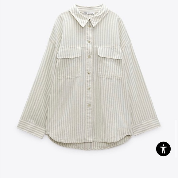 ZARA Stripped Linen Blend Shirt - Picture 6 of 12
